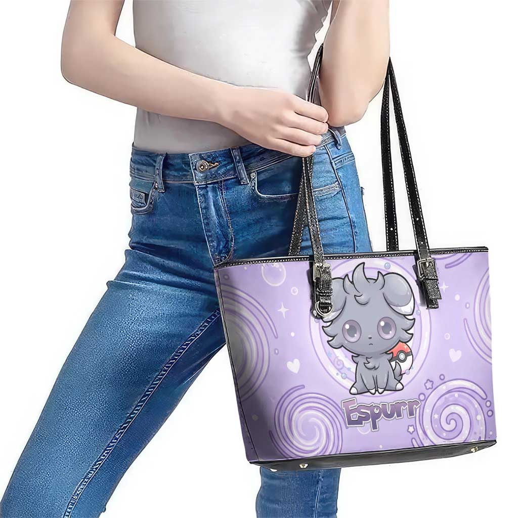 Espurr Leather Tote Bag Hypnotic Pastel Psychic Swirl Art