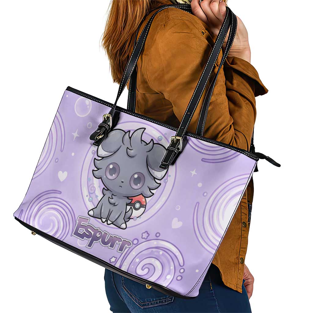 Espurr Leather Tote Bag Hypnotic Pastel Psychic Swirl Art