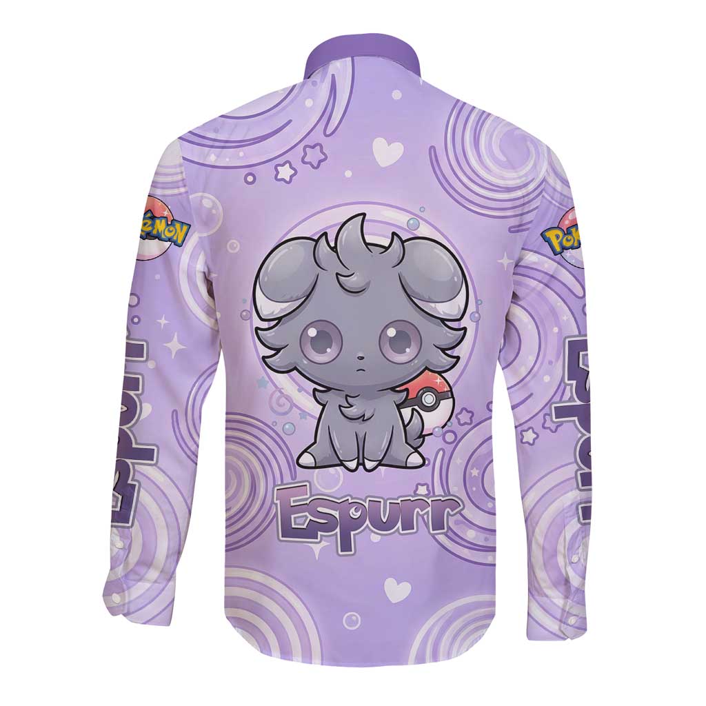 Espurr Long Sleeve Button Shirt Hypnotic Pastel Psychic Swirl Art