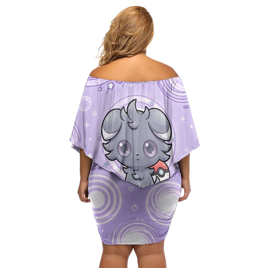 Espurr Off Shoulder Short Dress Hypnotic Pastel Psychic Swirl Art