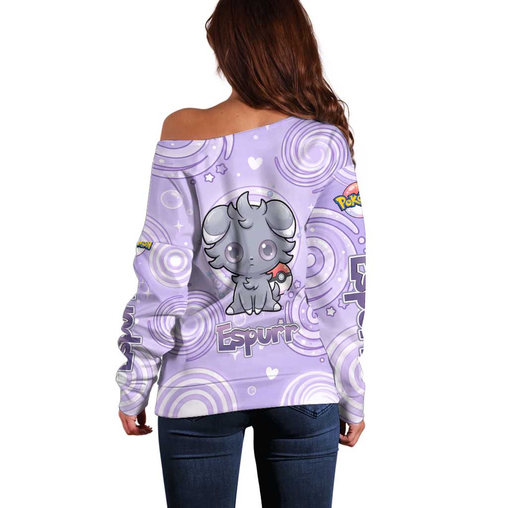 Espurr Off Shoulder Sweater Hypnotic Pastel Psychic Swirl Art