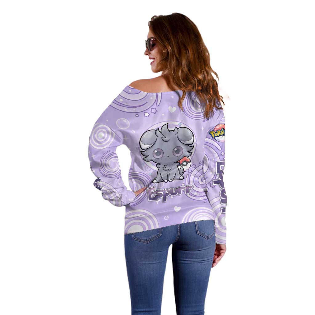 Espurr Off Shoulder Sweater Hypnotic Pastel Psychic Swirl Art