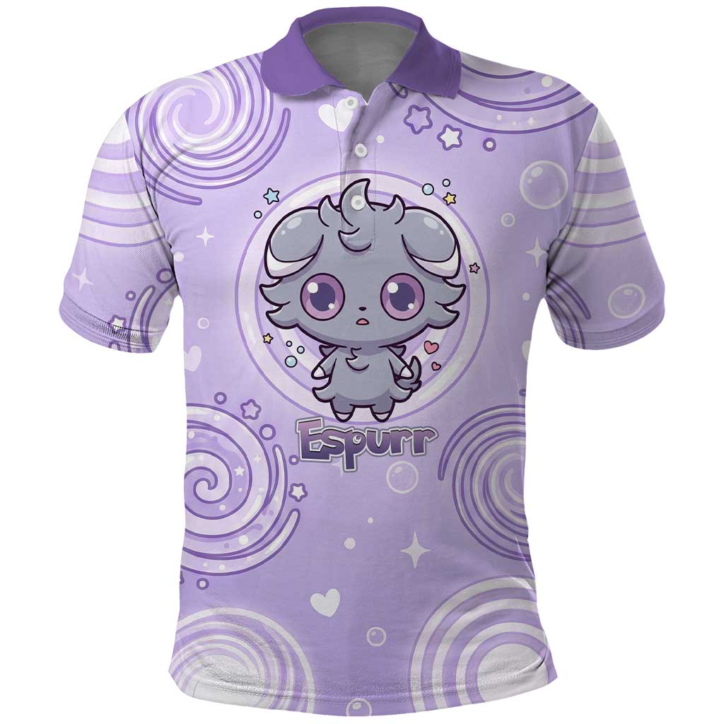 Espurr Polo Shirt Hypnotic Pastel Psychic Swirl Art