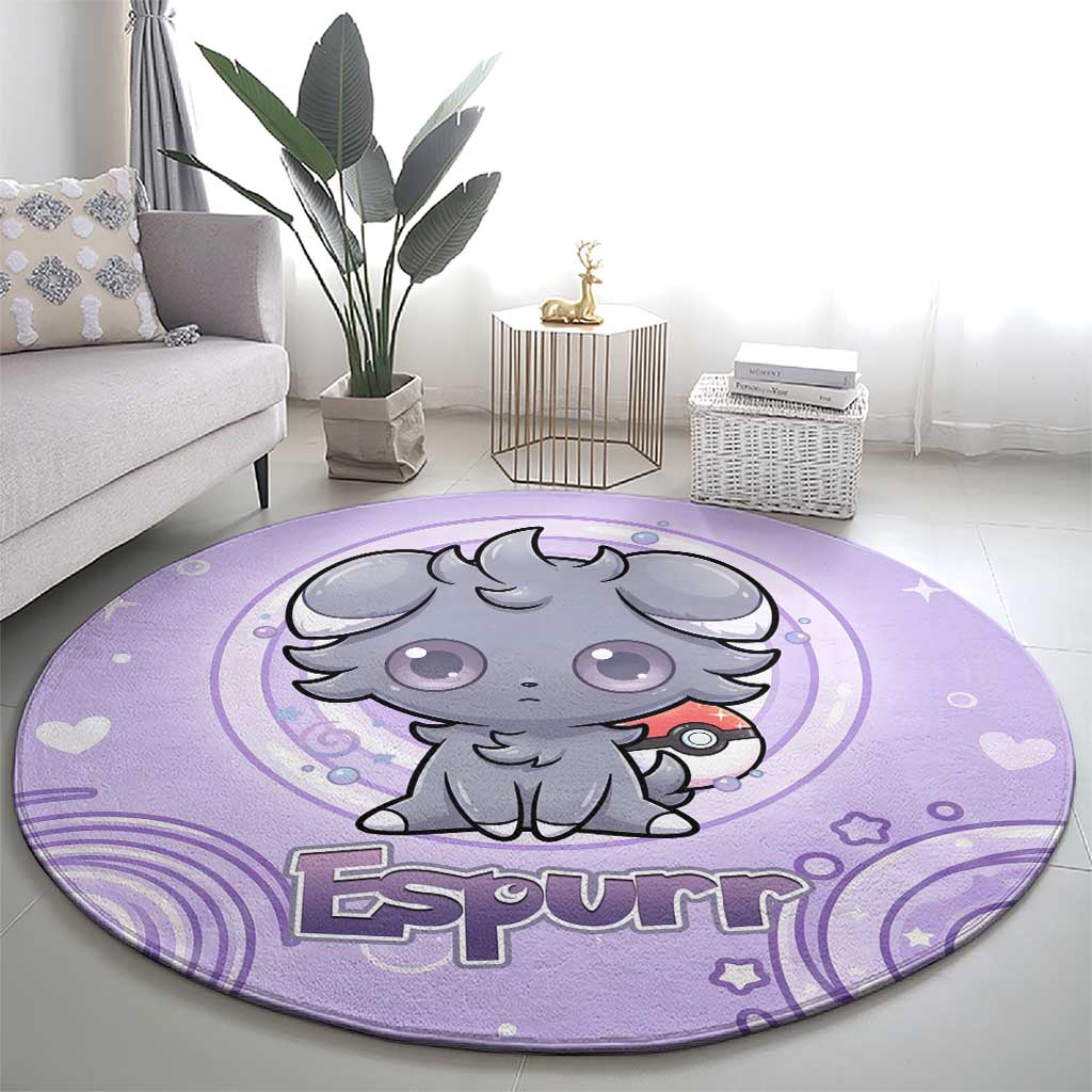 Espurr Round Carpet Hypnotic Pastel Psychic Swirl Art
