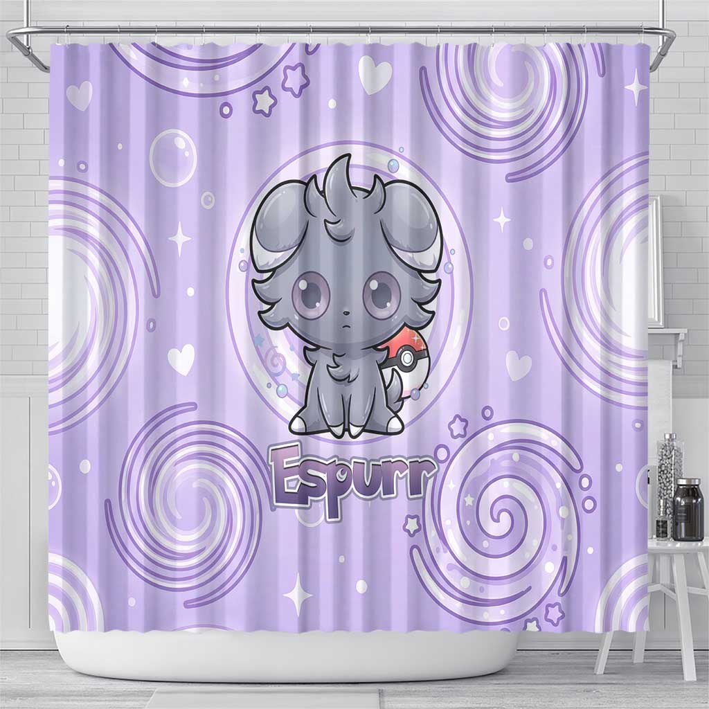 Espurr Shower Curtain Hypnotic Pastel Psychic Swirl Art