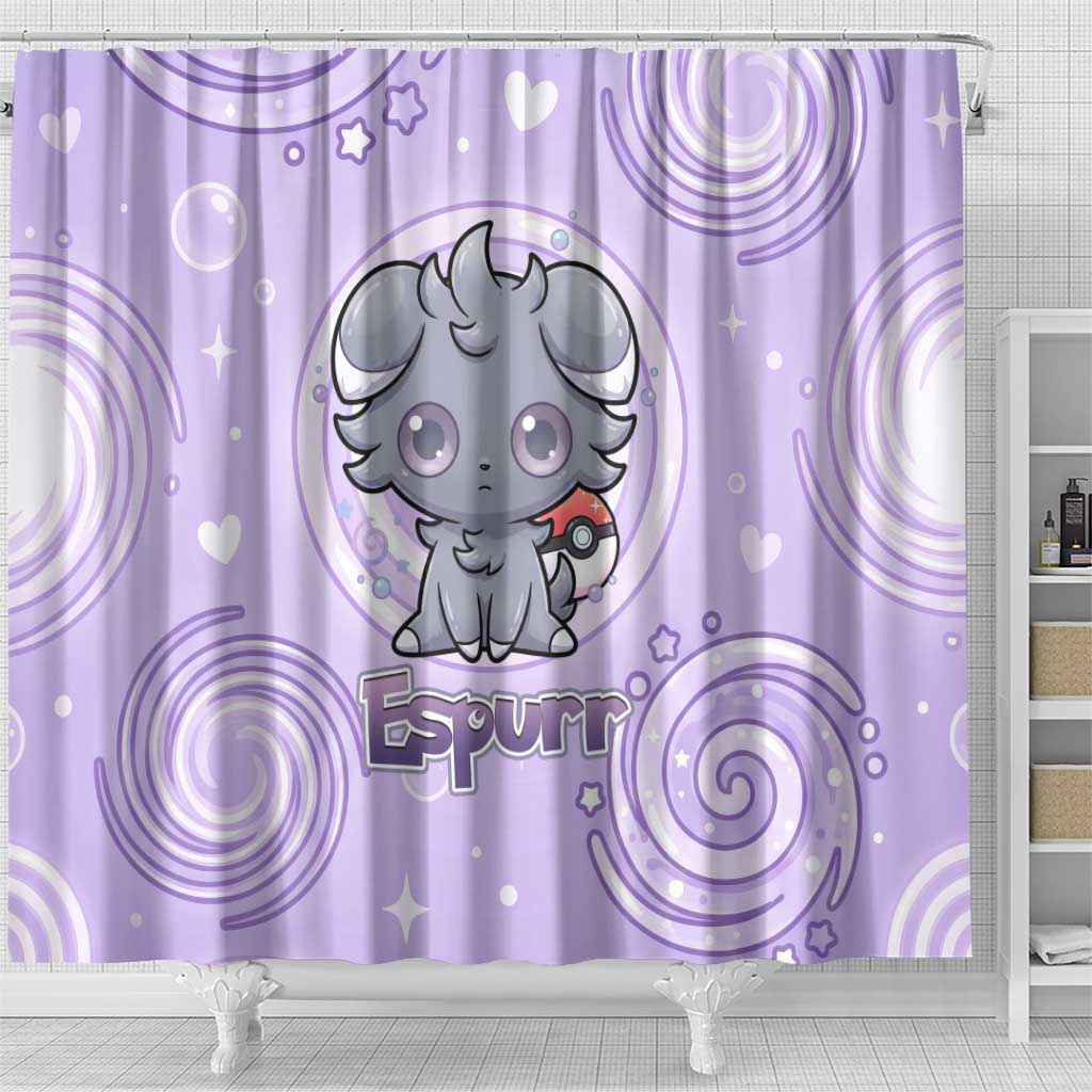 Espurr Shower Curtain Hypnotic Pastel Psychic Swirl Art