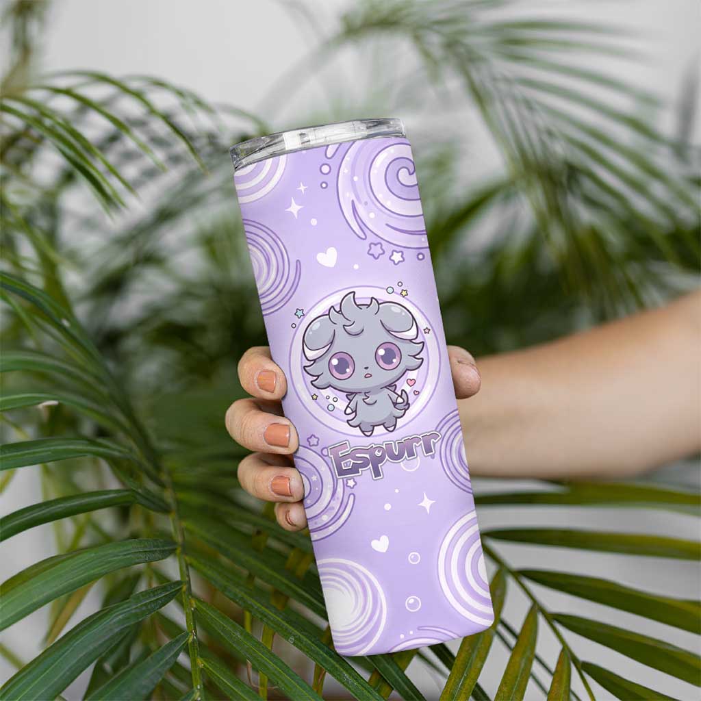 Espurr Skinny Tumbler Hypnotic Pastel Psychic Swirl Art