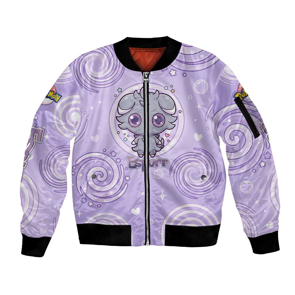 Espurr Sleeve Zip Bomber Jacket Hypnotic Pastel Psychic Swirl Art