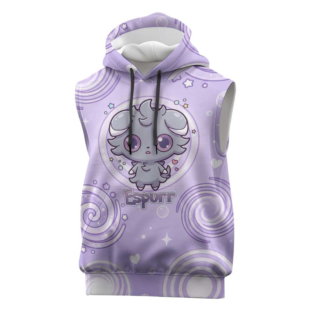 Espurr Sleeveless Hoodie Hypnotic Pastel Psychic Swirl Art