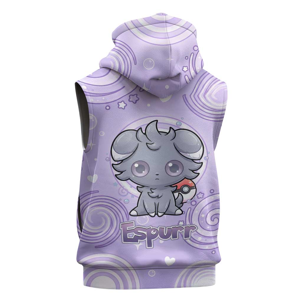 Espurr Sleeveless Hoodie Hypnotic Pastel Psychic Swirl Art