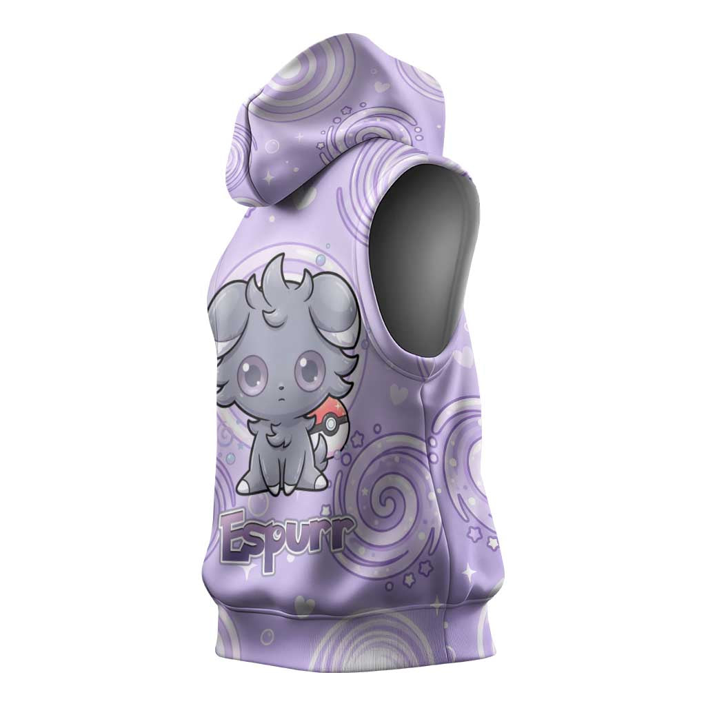 Espurr Sleeveless Hoodie Hypnotic Pastel Psychic Swirl Art