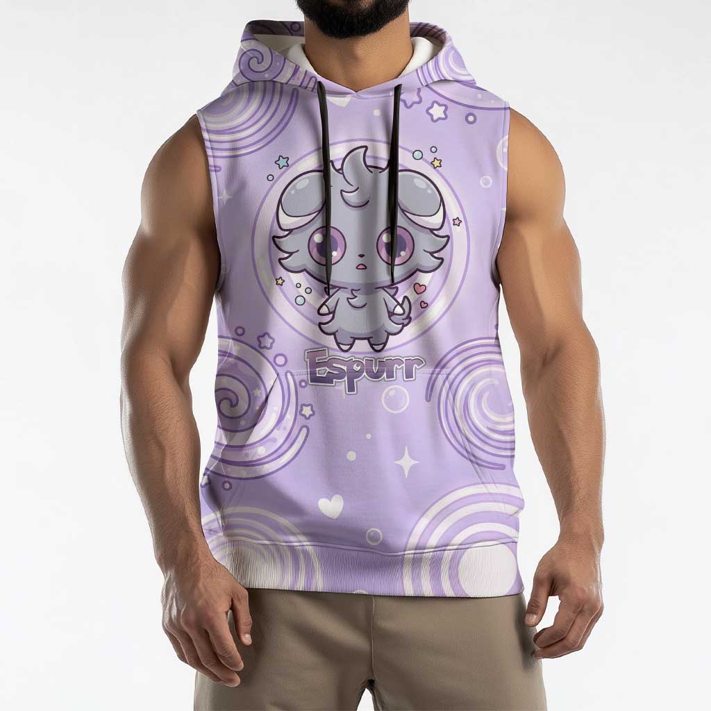 Espurr Sleeveless Hoodie Hypnotic Pastel Psychic Swirl Art