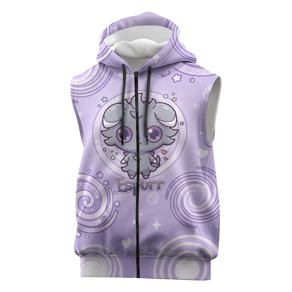 Espurr Sleeveless Zip Hoodie Hypnotic Pastel Psychic Swirl Art