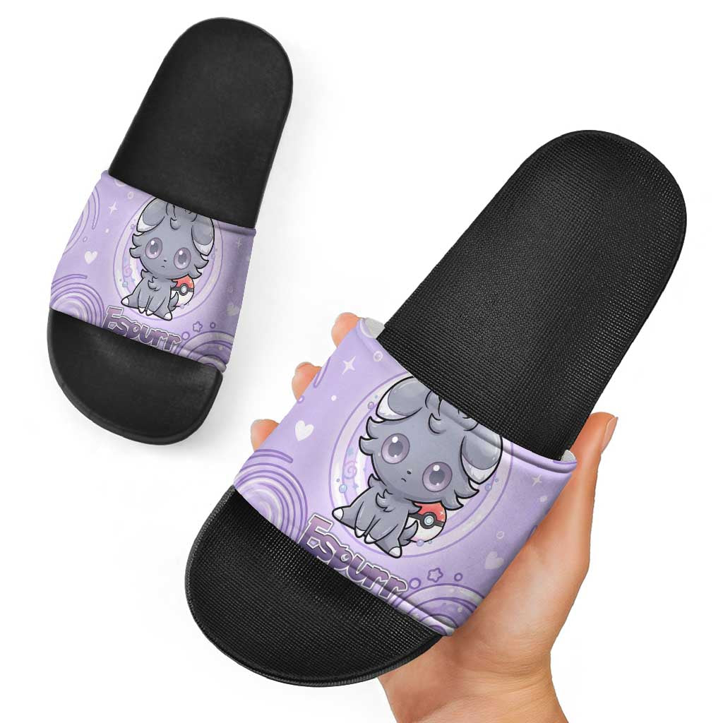 Espurr Slide Sandals Hypnotic Pastel Psychic Swirl Art