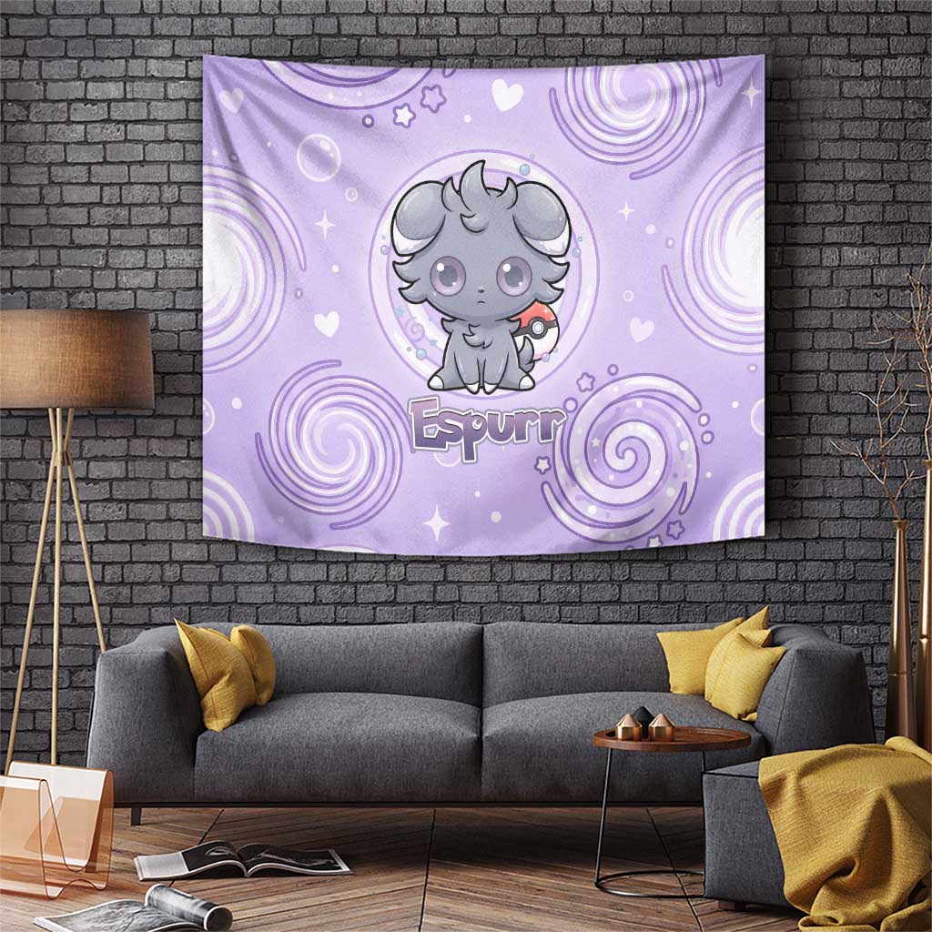 Espurr Tapestry Hypnotic Pastel Psychic Swirl Art