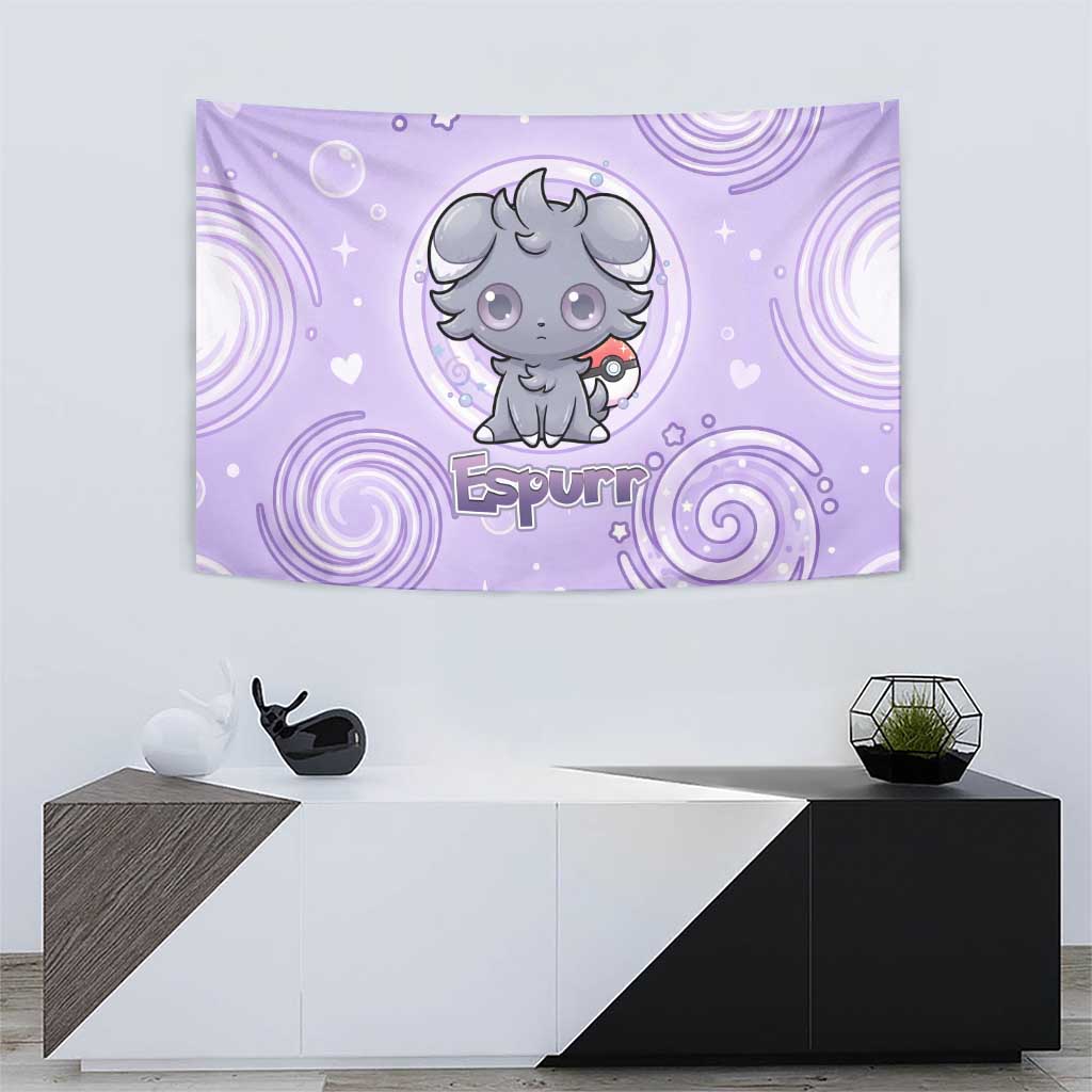Espurr Tapestry Hypnotic Pastel Psychic Swirl Art