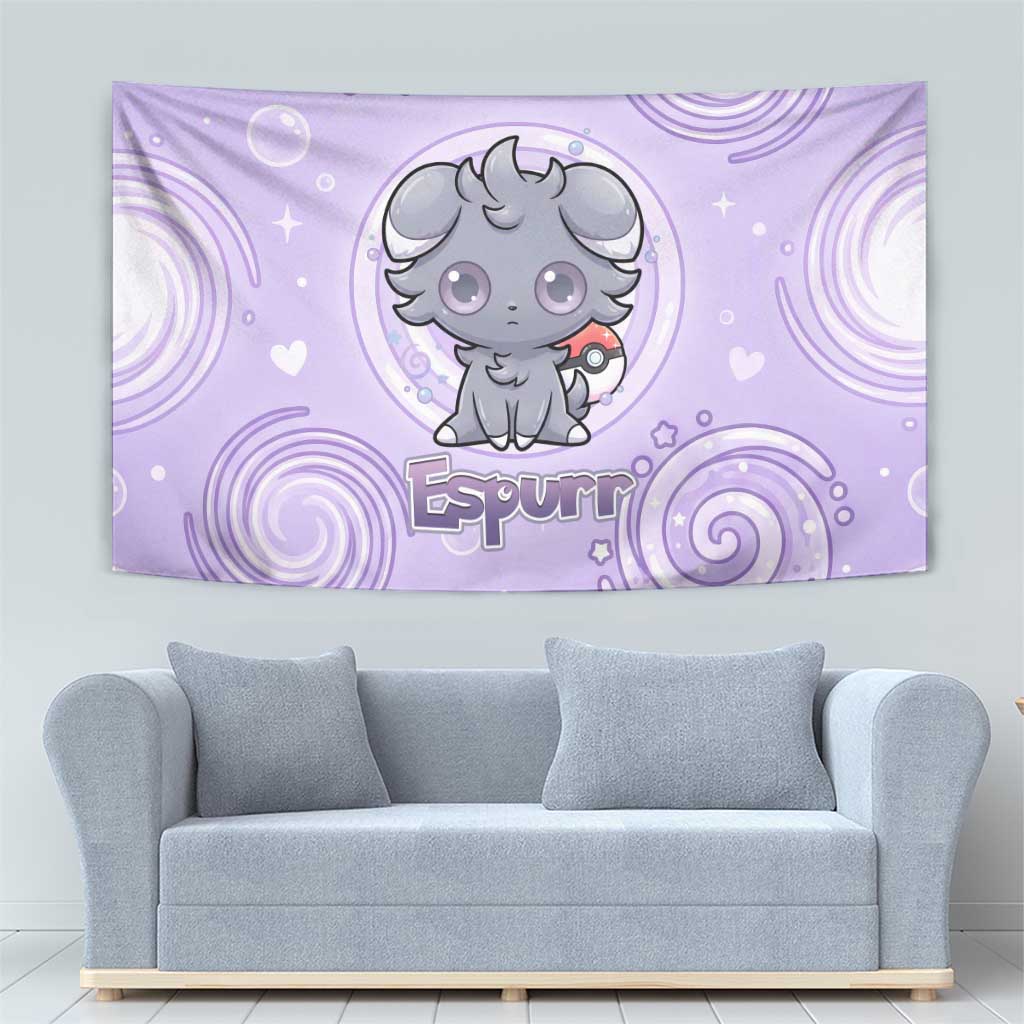 Espurr Tapestry Hypnotic Pastel Psychic Swirl Art