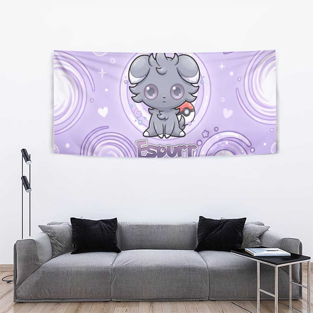Espurr Tapestry Hypnotic Pastel Psychic Swirl Art