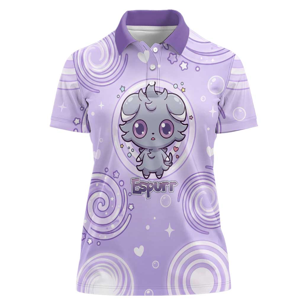 Espurr Women Polo Shirt Hypnotic Pastel Psychic Swirl Art