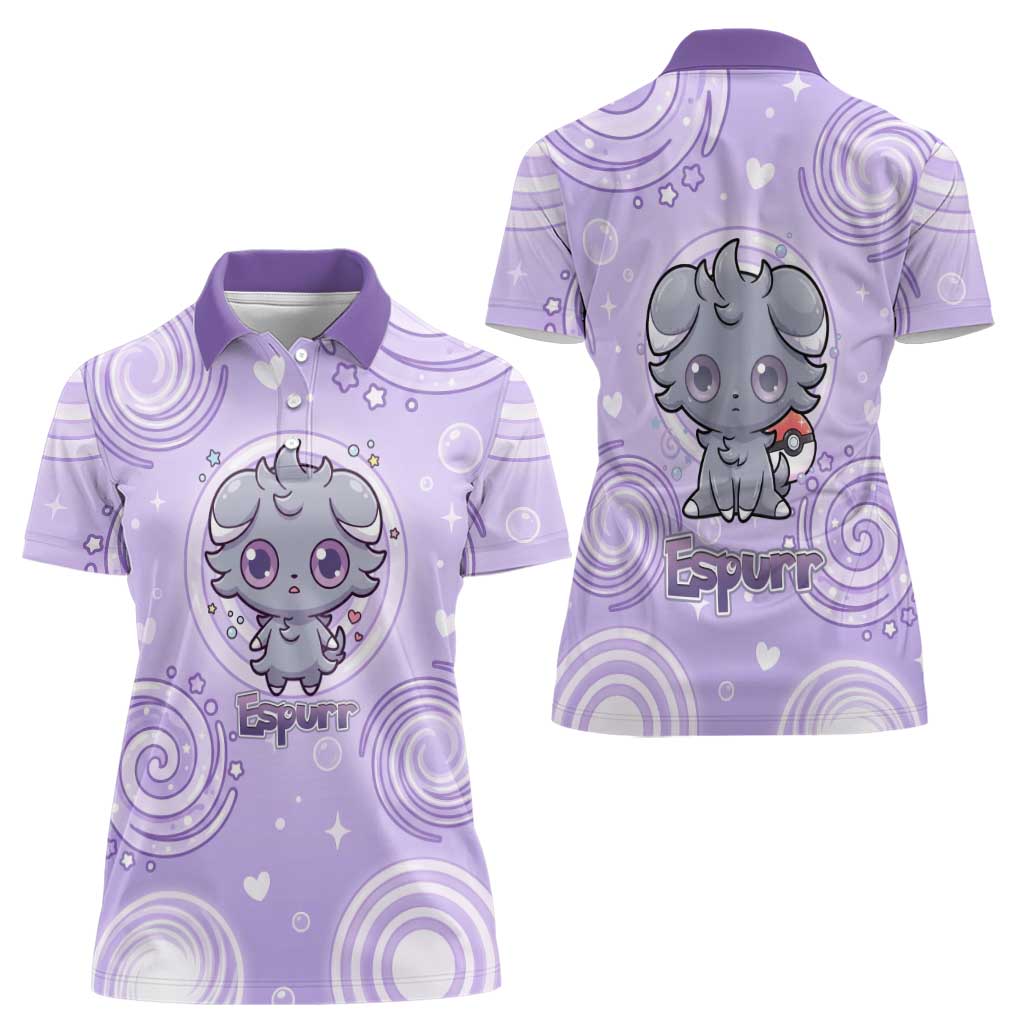 Espurr Women Polo Shirt Hypnotic Pastel Psychic Swirl Art