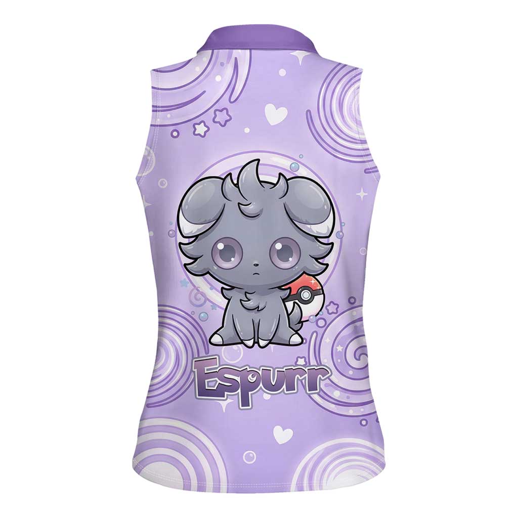 Espurr Women Sleeveless Polo Shirt Hypnotic Pastel Psychic Swirl Art