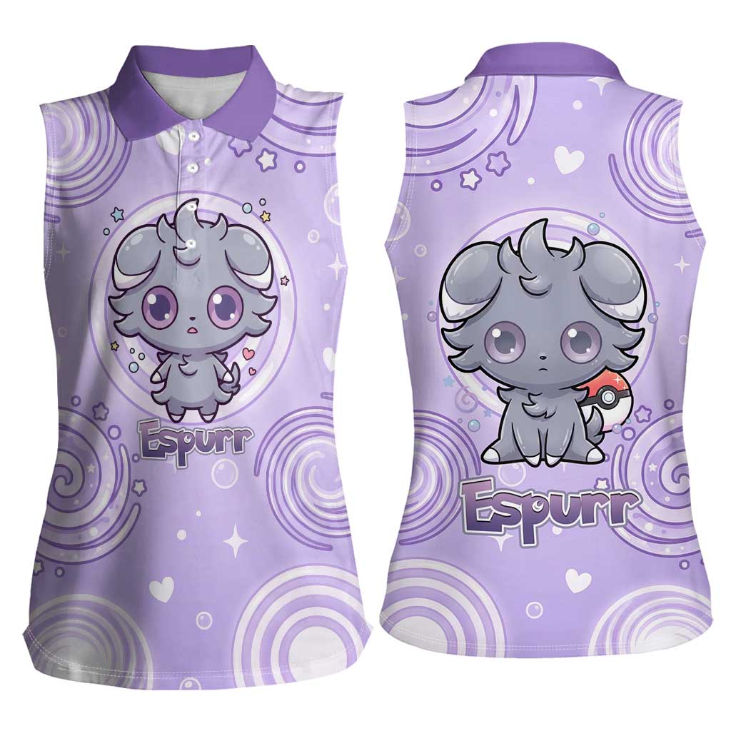 Espurr Women Sleeveless Polo Shirt Hypnotic Pastel Psychic Swirl Art