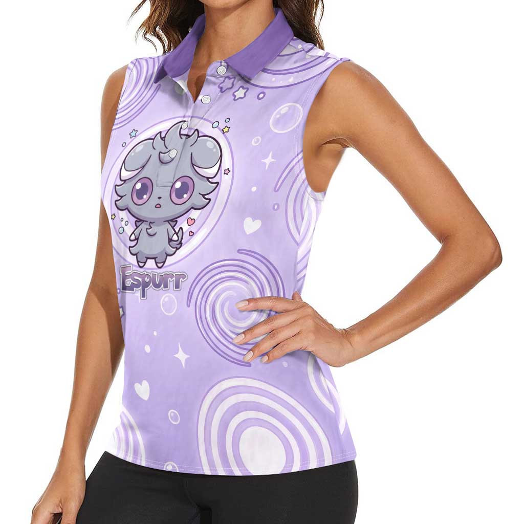 Espurr Women Sleeveless Polo Shirt Hypnotic Pastel Psychic Swirl Art