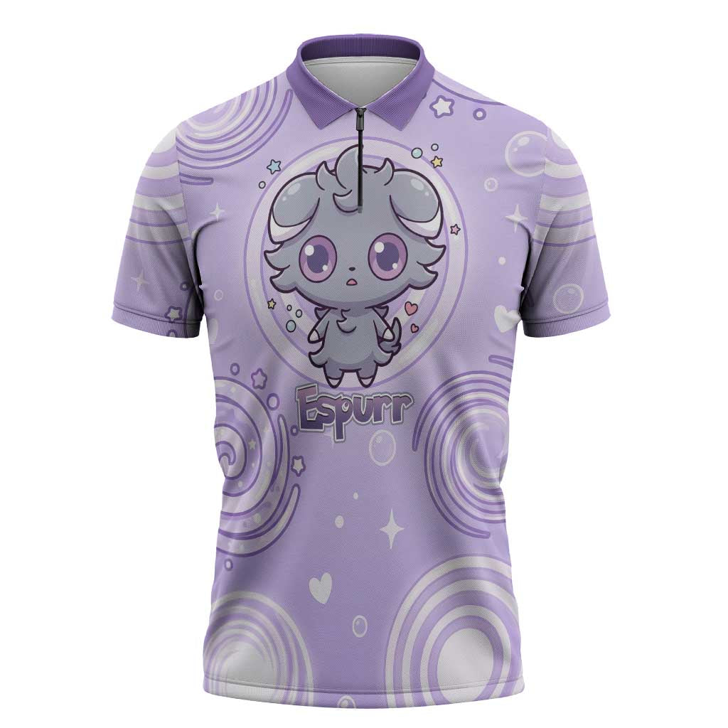 Espurr Zipper Polo Shirt Hypnotic Pastel Psychic Swirl Art