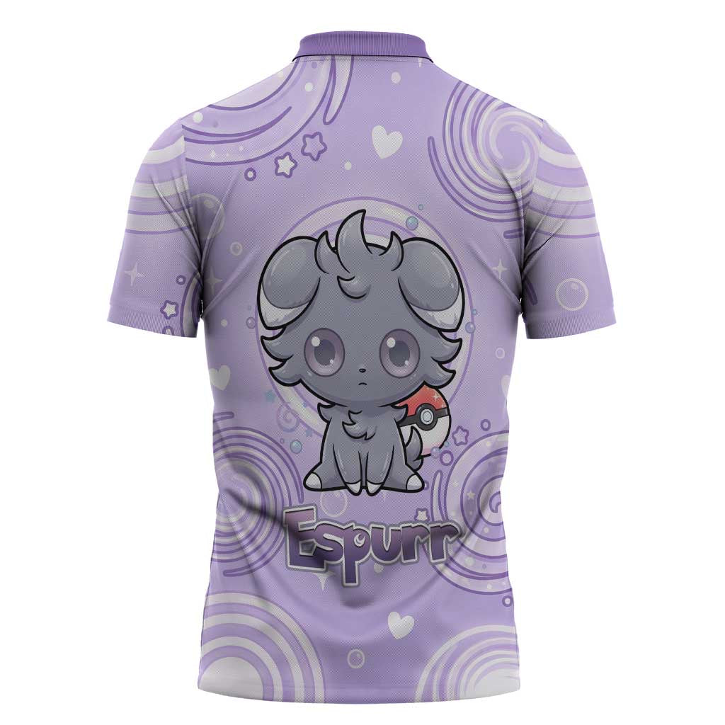 Espurr Zipper Polo Shirt Hypnotic Pastel Psychic Swirl Art