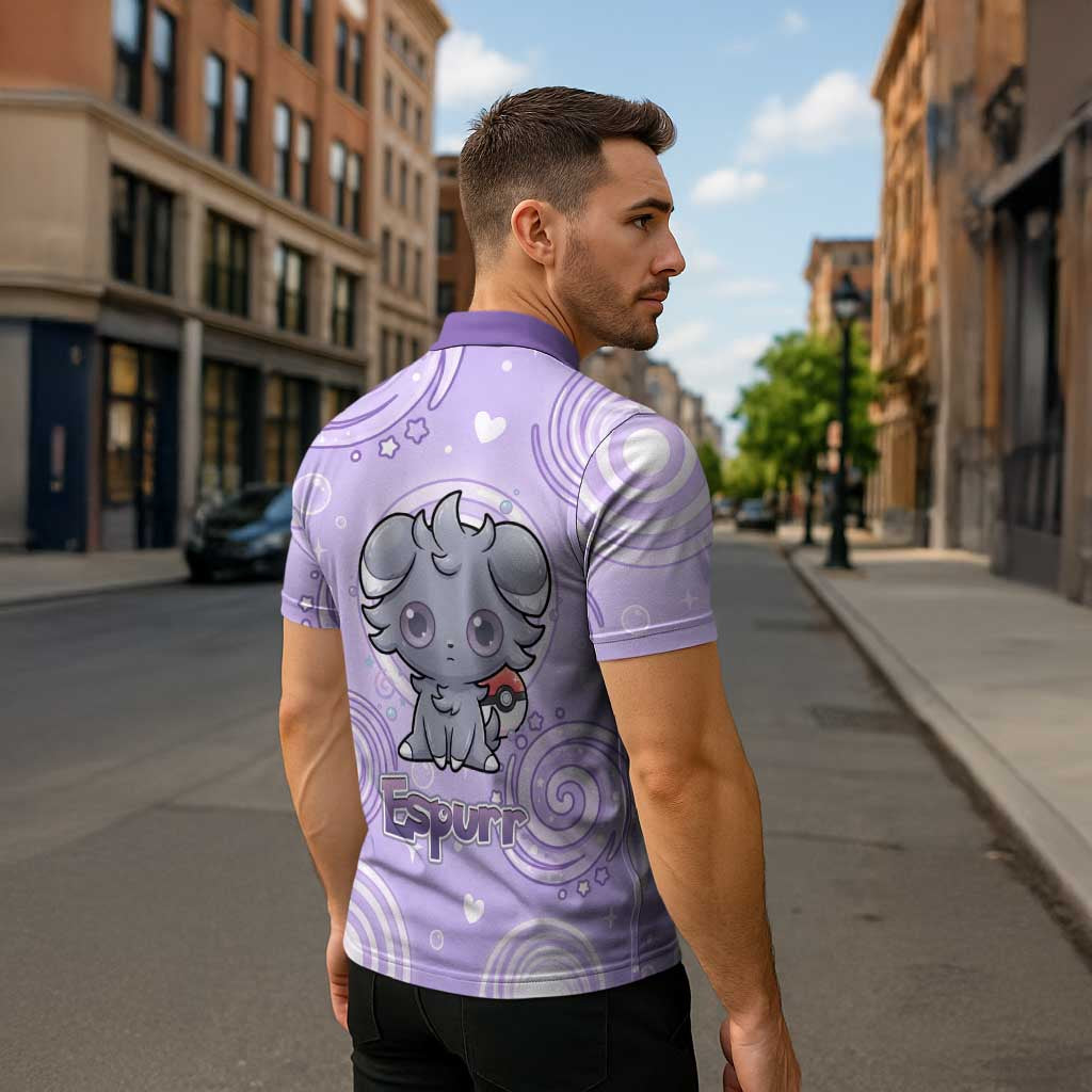 Espurr Zipper Polo Shirt Hypnotic Pastel Psychic Swirl Art