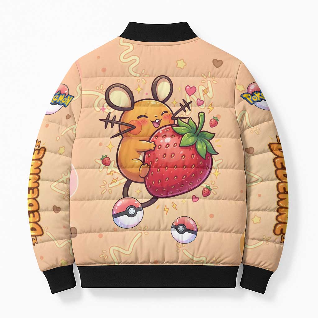 Dedenne Bomber Puffer Jacket Sweet Electric Berry Pop Art