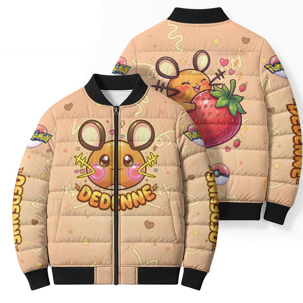 Dedenne Bomber Puffer Jacket Sweet Electric Berry Pop Art