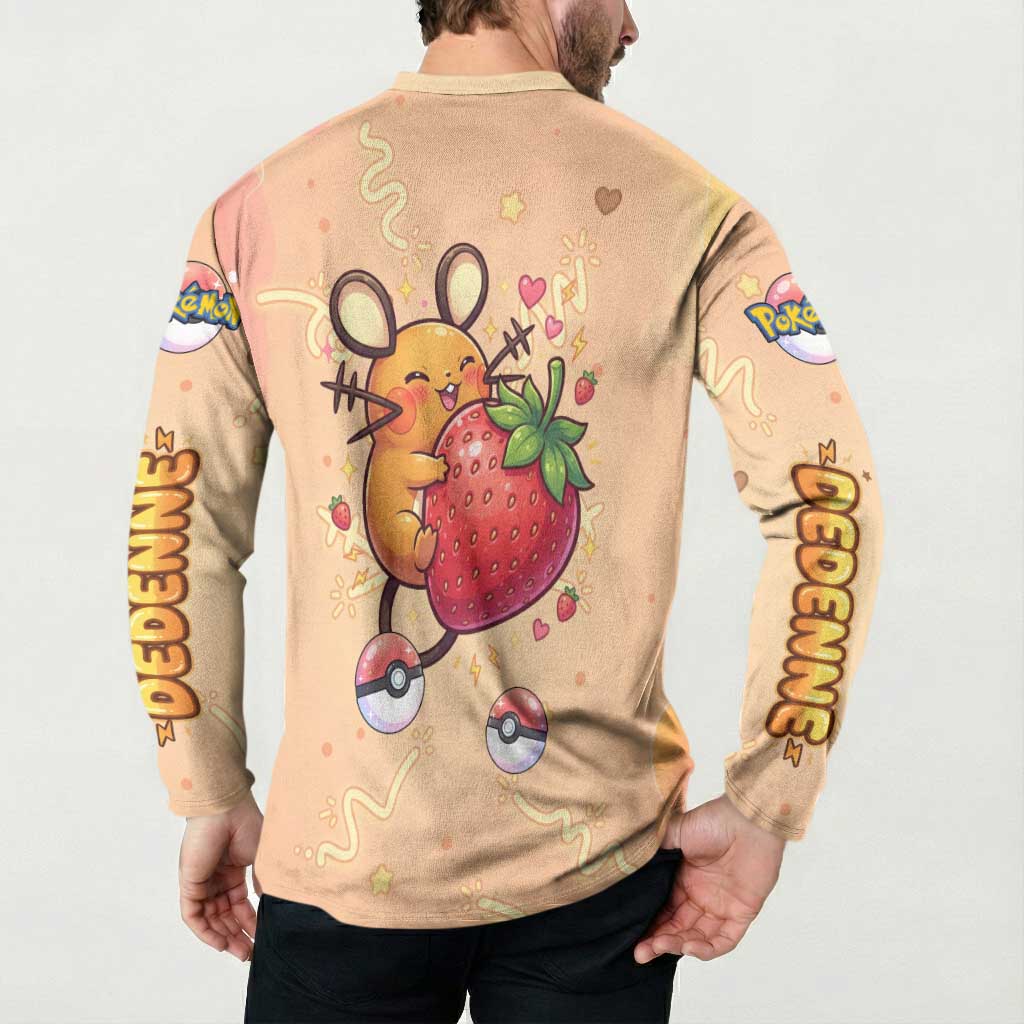 Dedenne Button Sweatshirt Sweet Electric Berry Pop Art