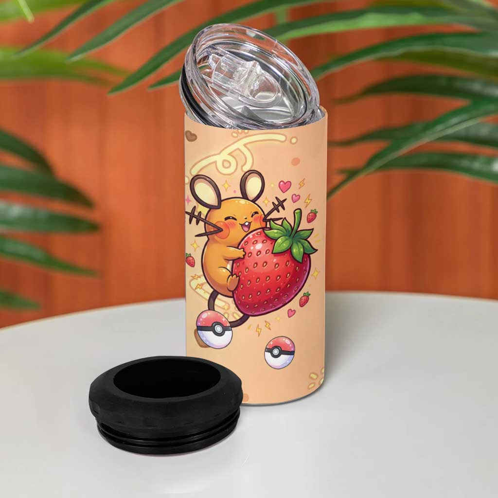 Dedenne 4 in 1 Can Cooler Tumbler Sweet Electric Berry Pop Art