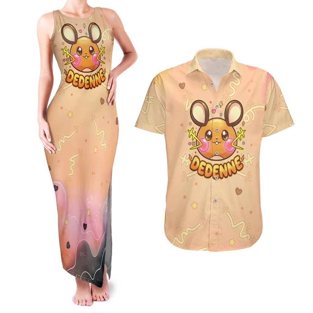 Dedenne Couples Matching Tank Maxi Dress and Hawaiian Shirt Sweet Electric Berry Pop Art