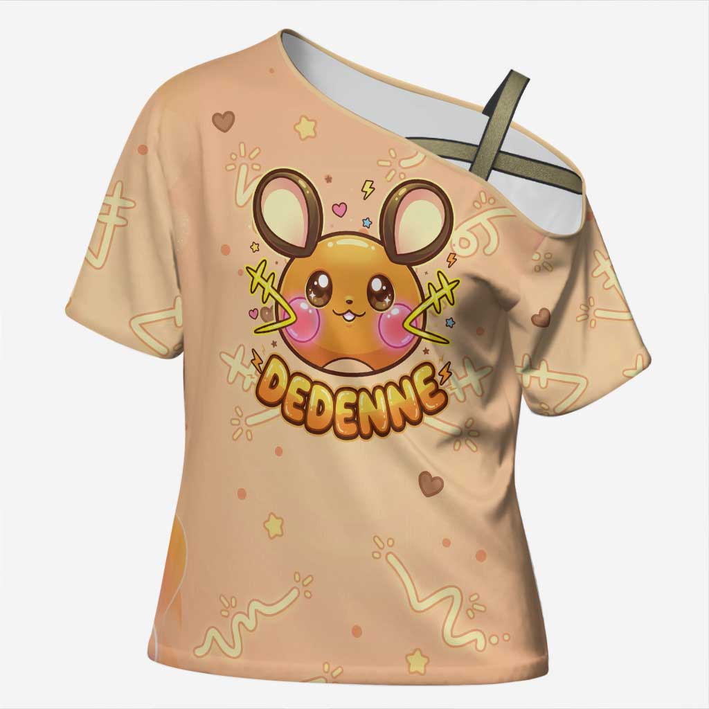 Dedenne Cross Shoulder Shirt Sweet Electric Berry Pop Art