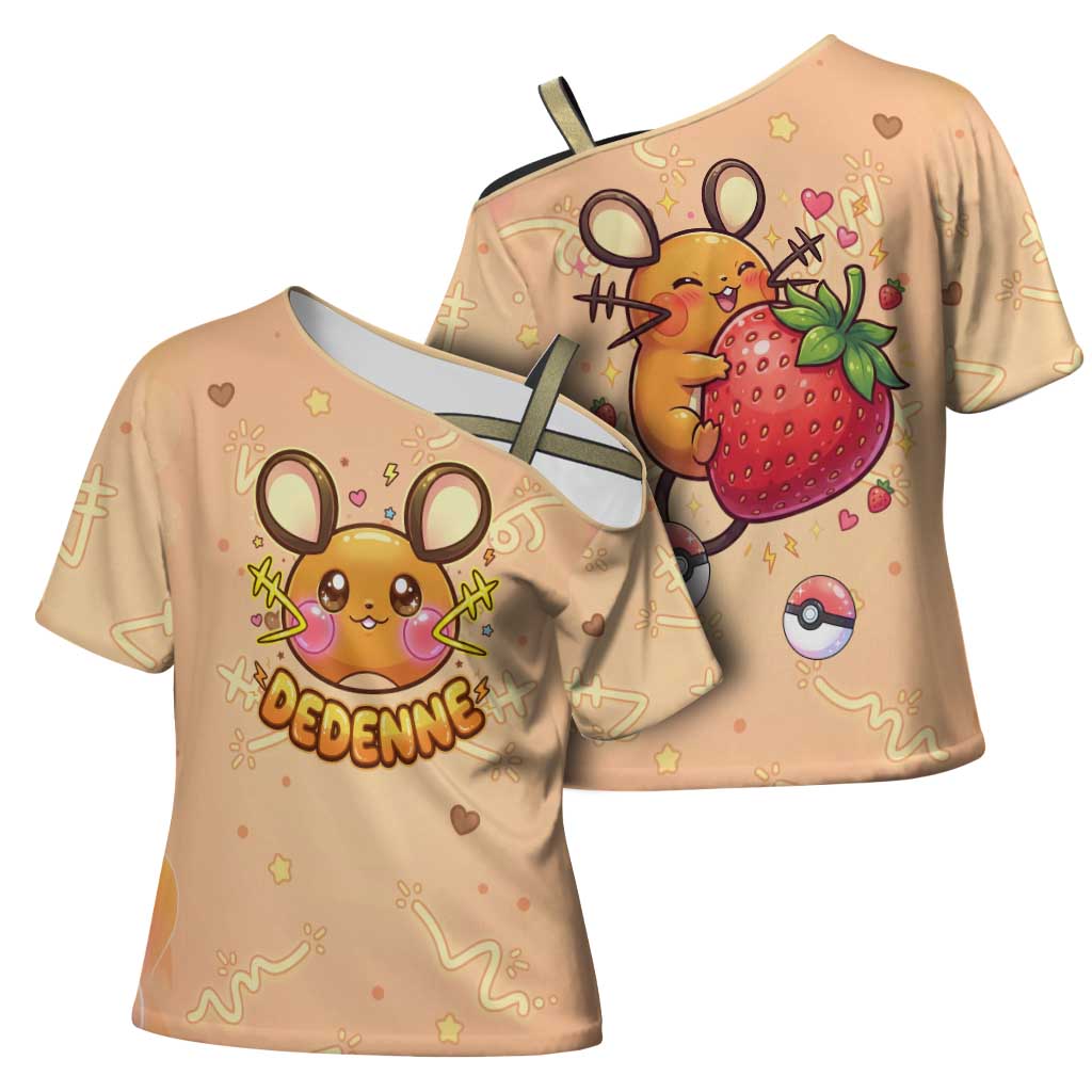 Dedenne Cross Shoulder Shirt Sweet Electric Berry Pop Art