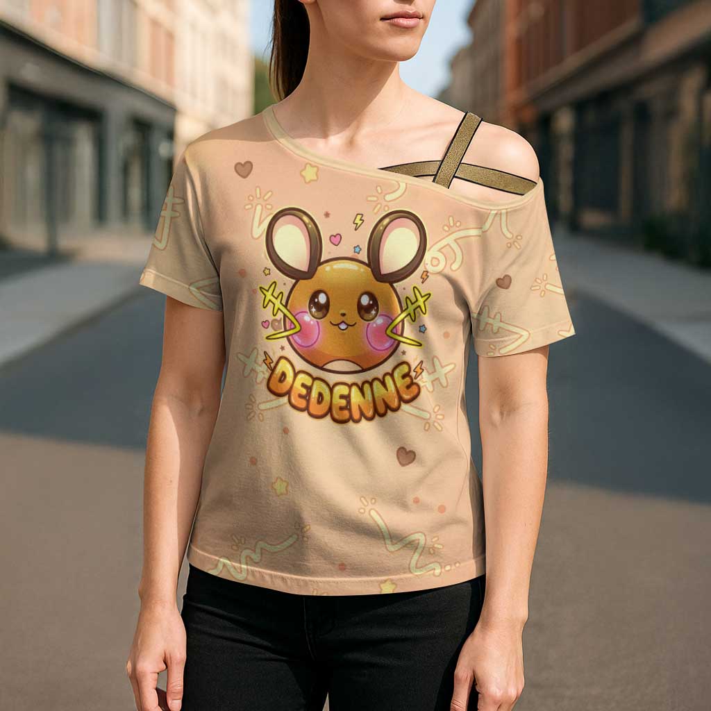 Dedenne Cross Shoulder Shirt Sweet Electric Berry Pop Art