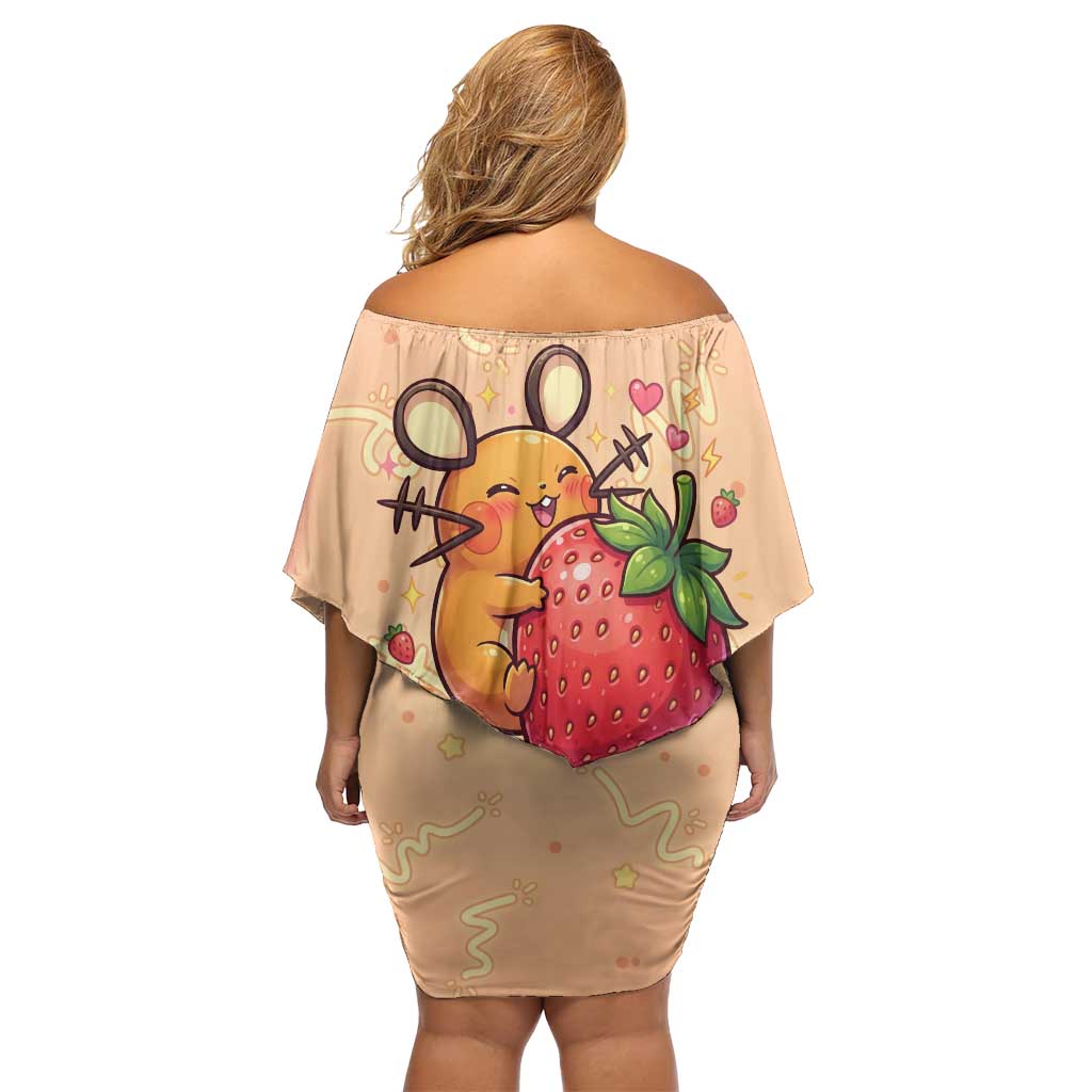 Dedenne Family Matching Off Shoulder Short Dress and Hawaiian Shirt Sweet Electric Berry Pop Art