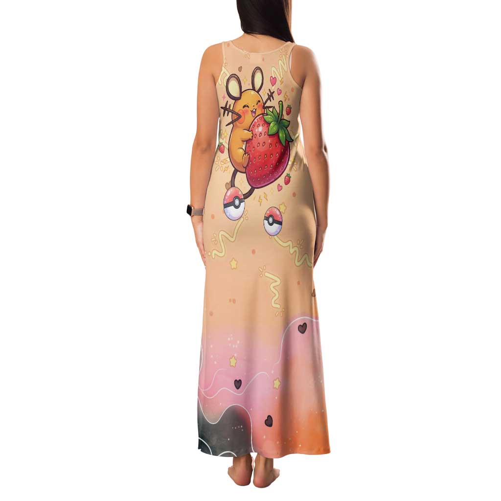 Dedenne Family Matching Tank Maxi Dress and Hawaiian Shirt Sweet Electric Berry Pop Art