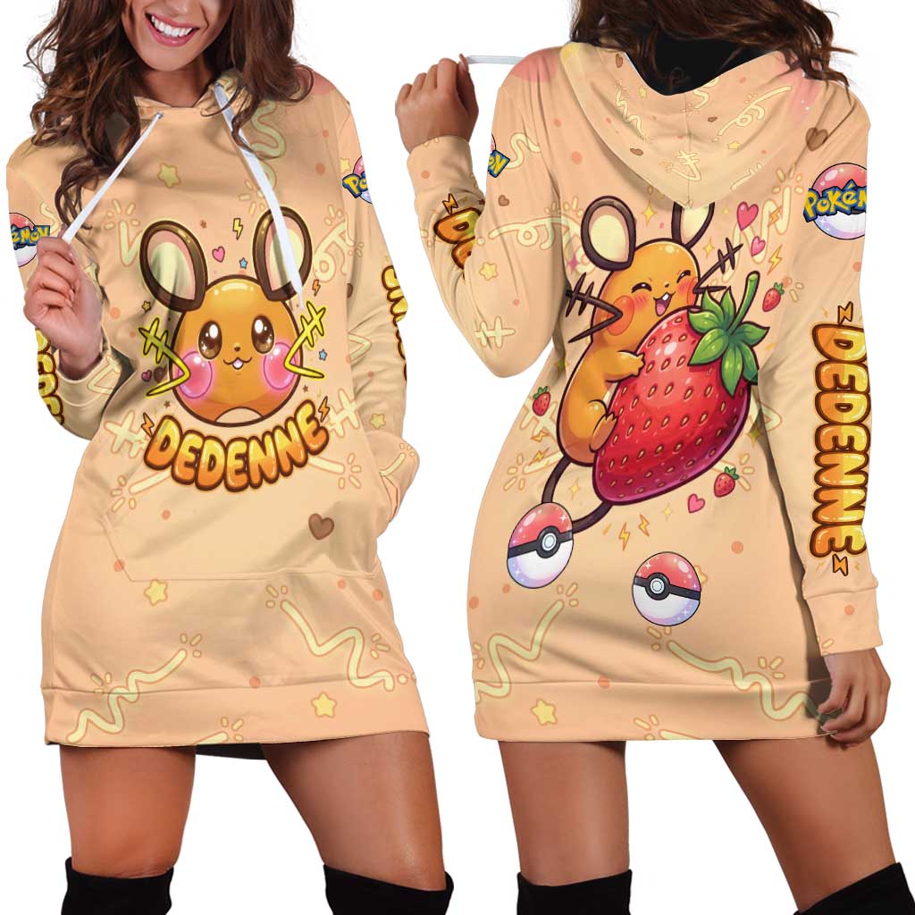 Dedenne Hoodie Dress Sweet Electric Berry Pop Art