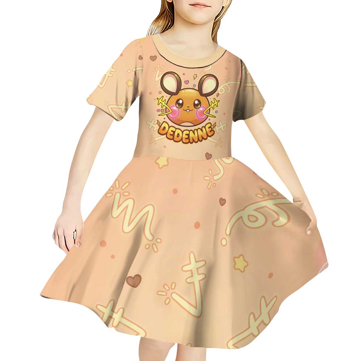 Dedenne Kid Short Sleeve Dress Sweet Electric Berry Pop Art