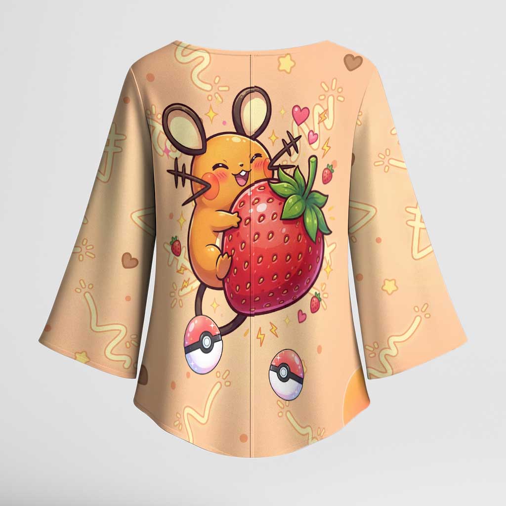 Dedenne Kimono Sleeve Blouse Sweet Electric Berry Pop Art