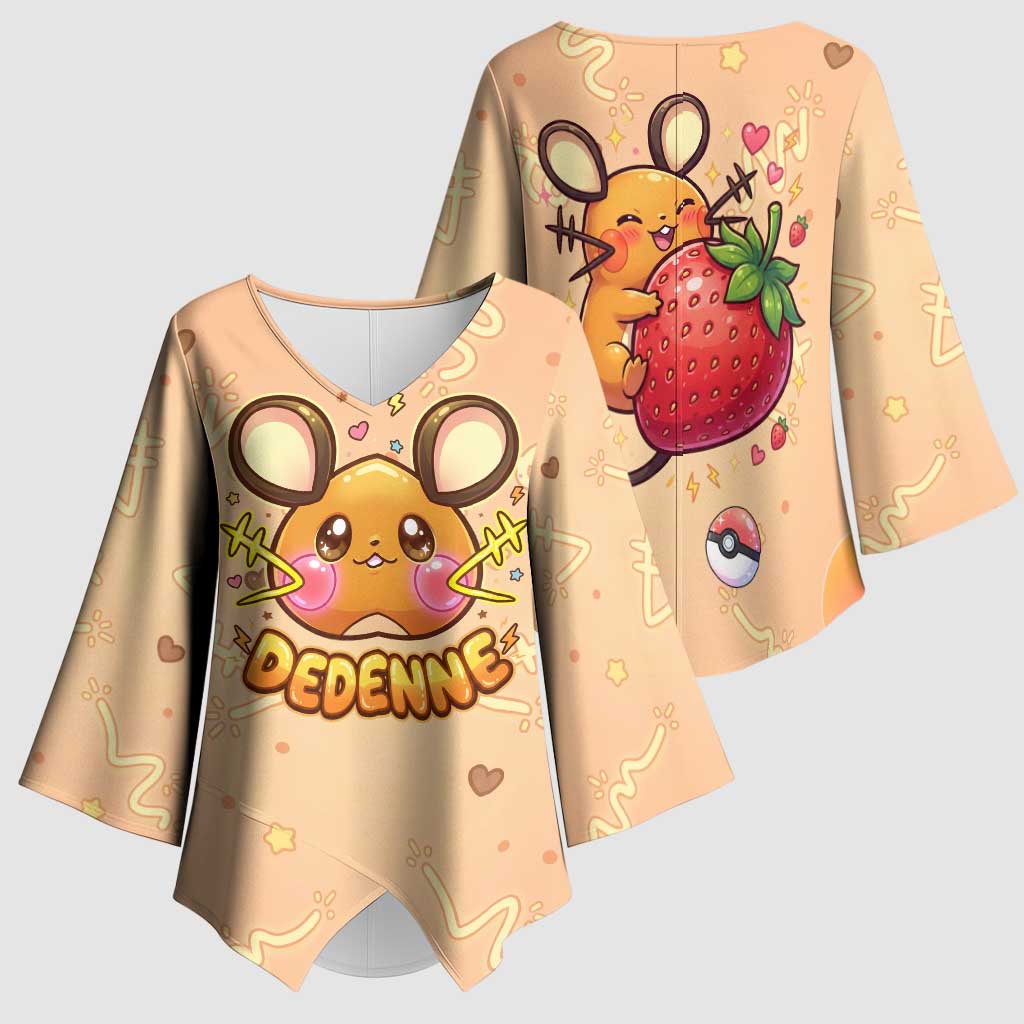 Dedenne Kimono Sleeve Blouse Sweet Electric Berry Pop Art