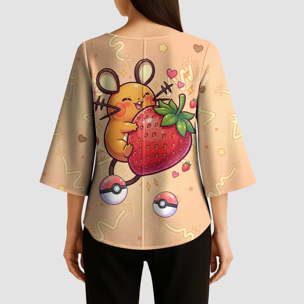 Dedenne Kimono Sleeve Blouse Sweet Electric Berry Pop Art