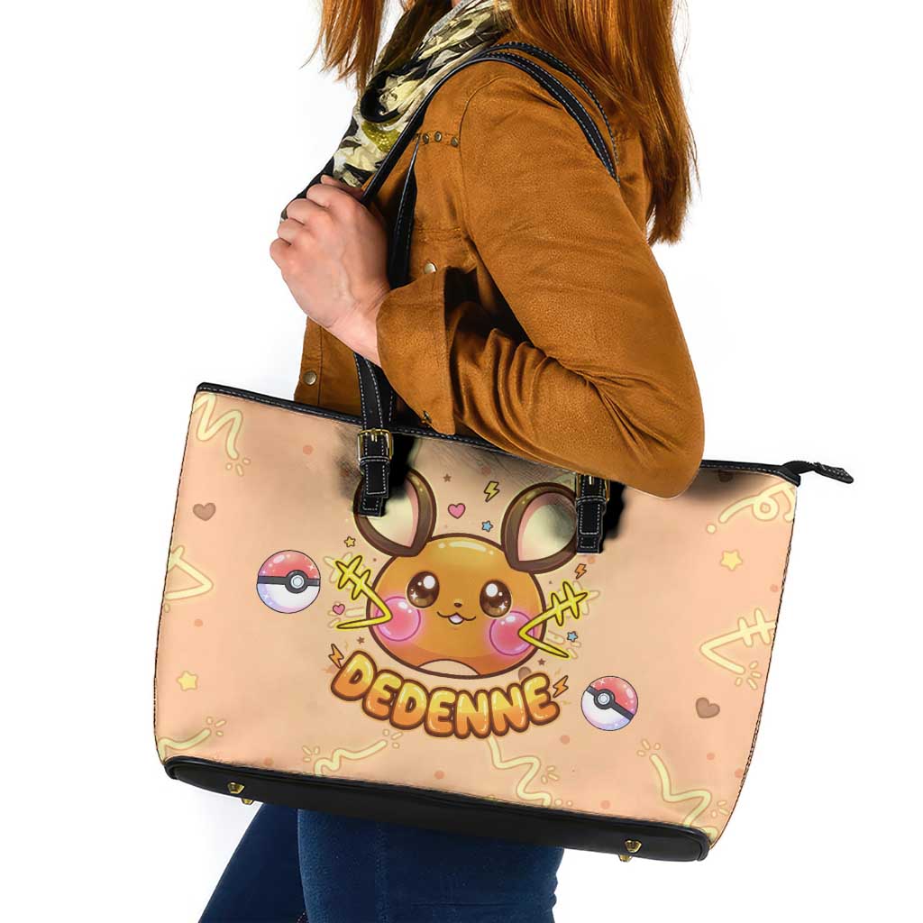 Dedenne Leather Tote Bag Sweet Electric Berry Pop Art