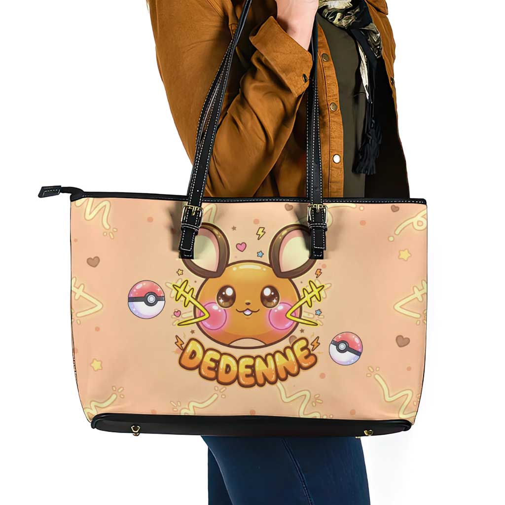 Dedenne Leather Tote Bag Sweet Electric Berry Pop Art