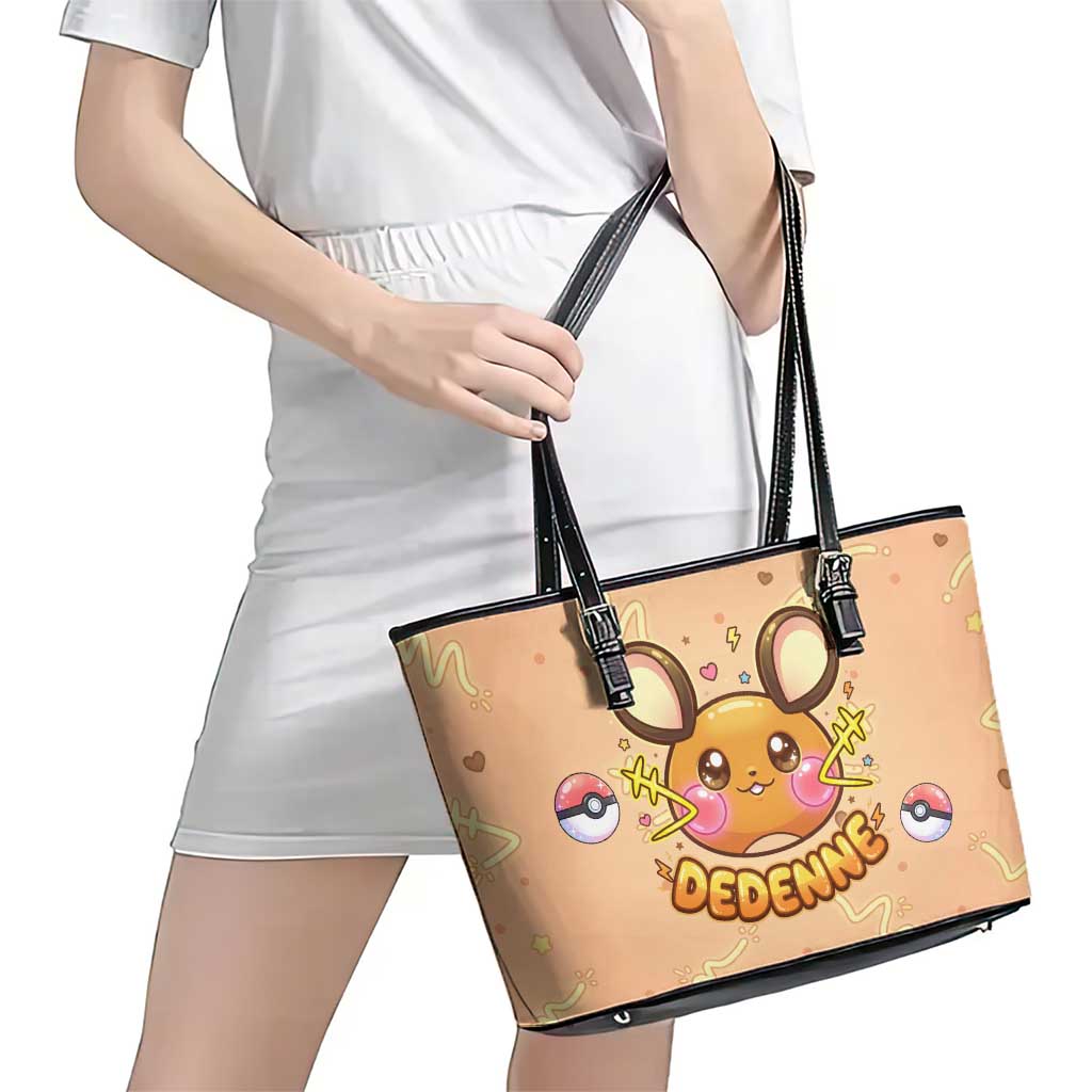 Dedenne Leather Tote Bag Sweet Electric Berry Pop Art