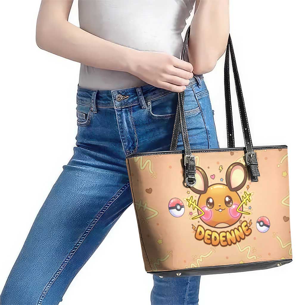 Dedenne Leather Tote Bag Sweet Electric Berry Pop Art