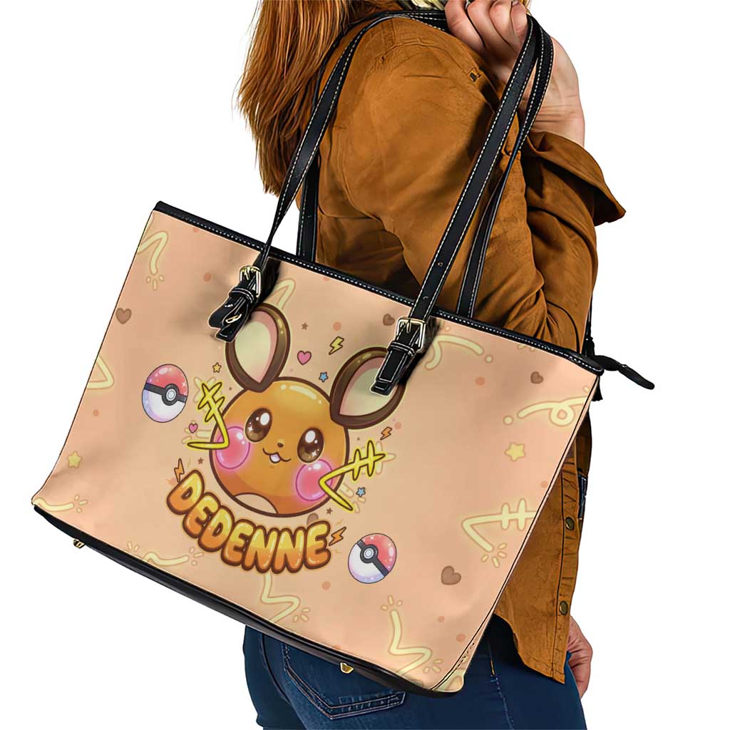 Dedenne Leather Tote Bag Sweet Electric Berry Pop Art